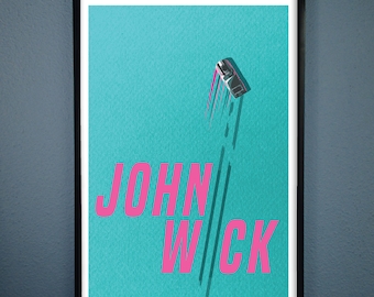 Minimalist John Wick Poster - For Keanu Reeves and John Wick Fans! Features his Classic 1969 Ford Mustang BOSS 429.