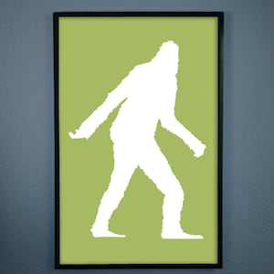 Impression d’Art Sasquatch. Vert lime, Silhouette affiche Bigfoot - parfait pour le Nord-Ouest natif dans votre vie !