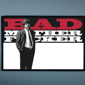 Pulp Fiction Art Print - Jules &#39;Bad Motherf*cker&#39; Poster - Perfect Movie Poster for a Man Cave or Theater Room.