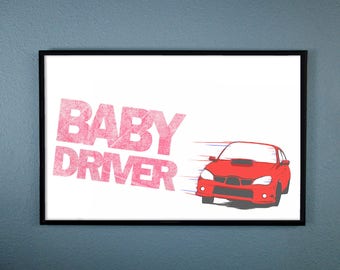 Baby Driver Red Subaru WRX Movie Poster