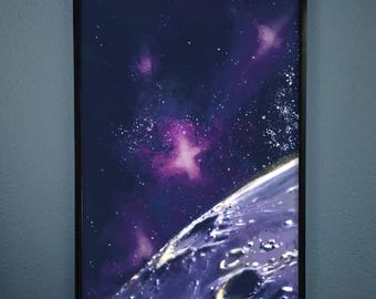 Impressionist Painting Of A Moon And Nebula