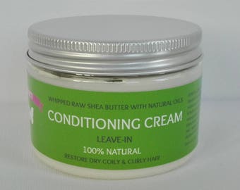 Shea Butter Conditioning Cream, Organic Whipped Hair Butter, Moisturizing and Styling Cream