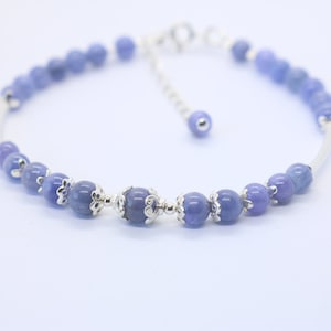 Bracelet Tanzanite and Silver, Delicate bracelet, stacking, layering, Gift idea, blue color, &quot;something blue&quot;