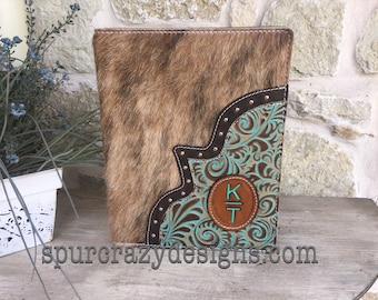 Custom Brand Leather Fully Covered Notepad / Fully Covered Cowhide Portfolio / Personalized Portfolio / Tooled Brand Leather Covered Notepad