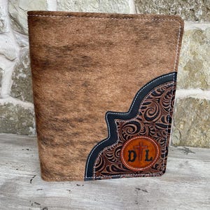 Unique Cowhide Covered Portfolio with Brand or Monogram, Partially Covered