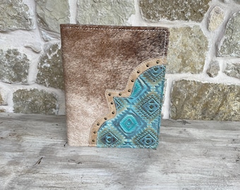 Leather Covered Notepad / Cowhide Covered Portfolio / Custom Leather Covered Notepad / Partially Covered Portfolio