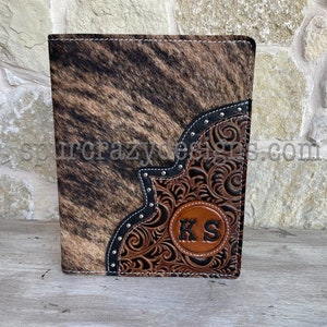 Custom Brand Leather Fully Covered Notepad / Fully Covered Cowhide Portfolio / Personalized Portfolio / Tooled Brand Leather Covered Notepad