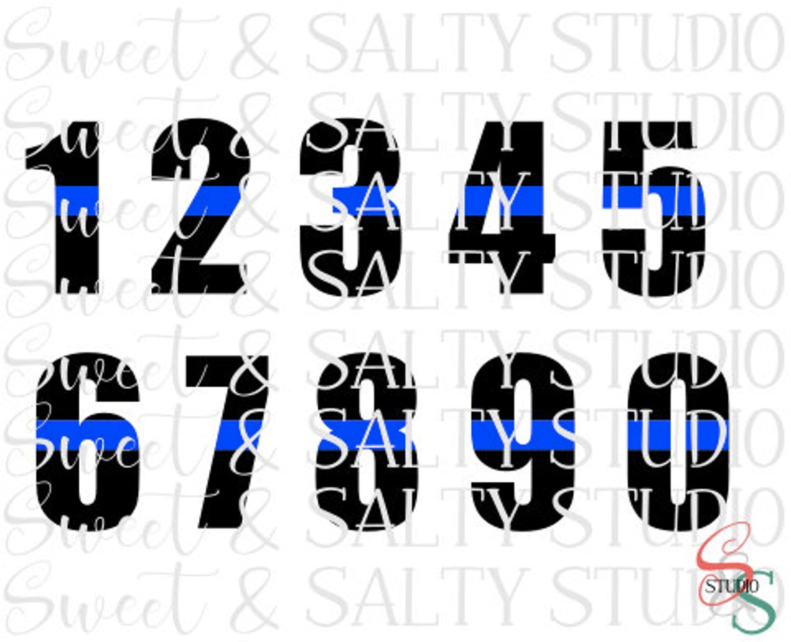 Blue Line Badge Numbers Digital File Etsy