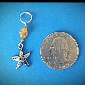 Hearing Aid Charms: Silver Starfish with Orange Accent Bead!