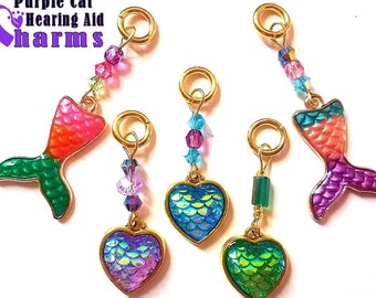 Aid Charms: Magical Mermaid. Dragon Scaled Hearts and Mermaid Tails with Czech Glass and Swarovski Crystal accent beads!