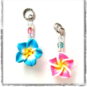 Hearing Aid Charms:  Vibrant Tropical Flowers with Czech Glass Accent Beads!  Also available as a matching mother daughter set!