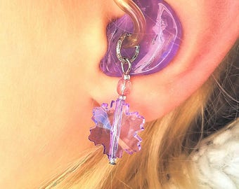 Hearing Aid Charms:  Beautiful Translucent Snowflakes with Czech Glass Accent Beads (also available as a matching mother daughter set)!