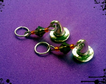 Hearing Aid Charms: Halloween Witch Hats with black and orange glass accent beads!