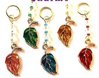 Hearing Aid Charms:  Pearlescent Fall Leaves with Czech Glass Accent Beads!  Available in 5 different dazzling colors!