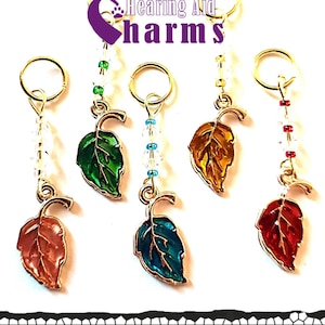 Hearing Aid Charms:  Pearlescent Fall Leaves with Czech Glass Accent Beads!  Available in 5 different dazzling colors!