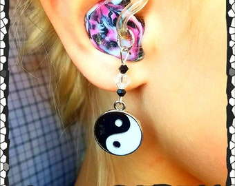 Hearing Aid Charms: Double Sided Ying Yangs with Czech Glass Accent Beads!