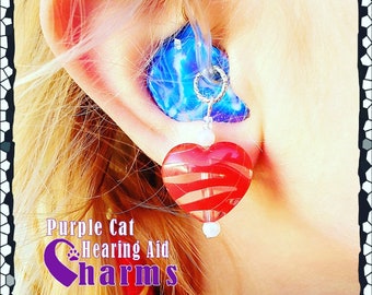 Hearing Aid Charms: Zebra Striped Hearts!