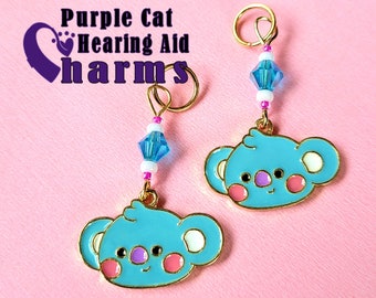 Hearing Aid Charms: Cute Koalas with Czech Glass and Swarovski Crystal Accent Beads!