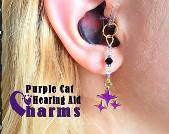 Hearing Aid Charms:  Colorful Shooting Stars with Faux Pearl and Czech Glass Accent Beads!  Available in 5 colors to mix or match!