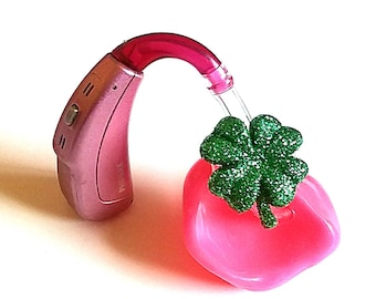 Hearing Aid Tube Trinkets:  Glitter 4 Leaf Clovers!  Please select quantity 2 for a pair!