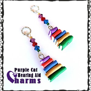 Hearing Aid Charms:  Deluxe Clay Polymer Stack of Books with Czech Glass and Swarovski Crystal Accent Beads!