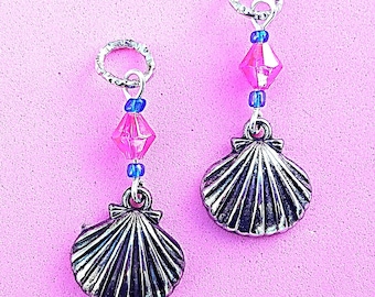 Hearing Aid Charms:  Silver Plated Clam Shells with Glass Accent Beads!  Perfect beach wear anywhere!