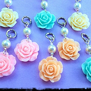 Hearing Aid Charms: Spring Pastel Roses with Glass Pearl Accent Beads Available in 5 beautiful colors Great for Easter Dresses image 1