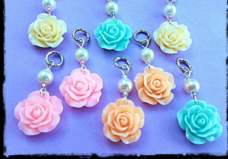 Hearing Aid Charms: Spring Pastel Roses with Glass Pearl Accent Beads Available in 5 beautiful colors Great for Easter Dresses image 1