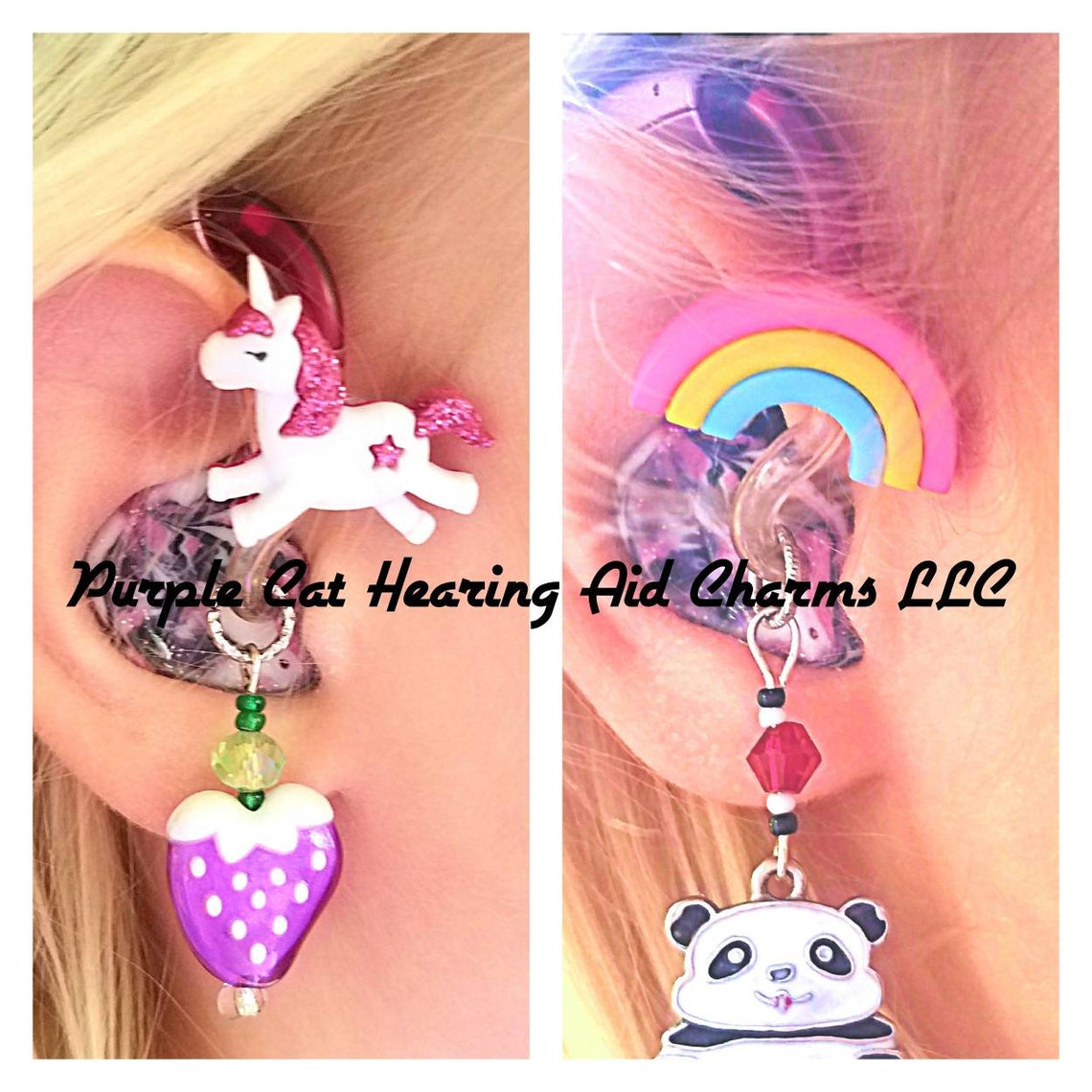 Cochlear Cuties or Hearing Aid Tube Trinkets: Fun Rainbows and Unicorns Please select quantity 2 for a pair Charms sold separately image 1