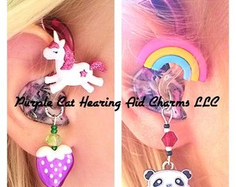 Cochlear Cuties or Hearing Aid Tube Trinkets:  Fun Rainbows and Unicorns!  Please select quantity 2 for a pair!  Charms sold separately!