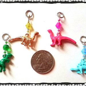 Hearing Aid Charms: 3D Dinosaurs with Czech Glass Accent Beads TRex, Stegosaurus and Brontosaurus. Each set sold separately. image 2