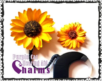 Cochlear Cuties: Sunflowers!  Offered in 2 different sizes!  Please select quantity 2 for a pair!