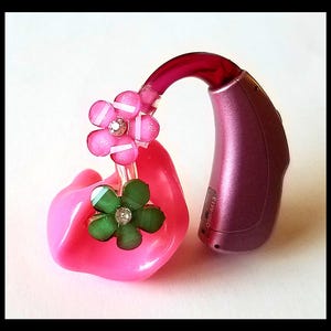 Hearing Aid Tube Trinkets: Petite Jeweled Flowers. Available in 4 great colors Please select quantity 2 for a pair image 2