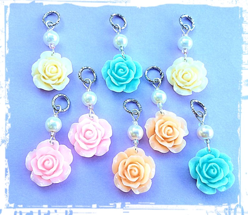 Hearing Aid Charms: Spring Pastel Roses with Glass Pearl Accent Beads Available in 5 beautiful colors Great for Easter Dresses image 3