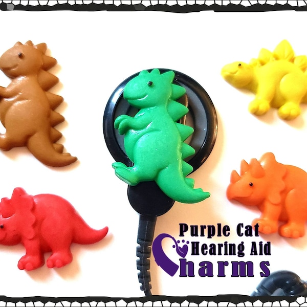 Hearing Aid Tube Trinkets or Cochlear Cuties:  Dinosaurs!  Please select quantity 2 for a pair!  Great for boys or girls!