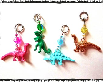 Hearing Aid Charms: 3D Dinosaurs with Czech Glass Accent Beads!  TRex, Stegosaurus and Brontosaurus.  Each set sold separately.