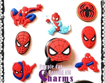 Hearing Aid Tube Trinkets or Cochlear Cuties:  Super Spider Inspired Cartoon Characters!  Please select quantity 2 for a pair!