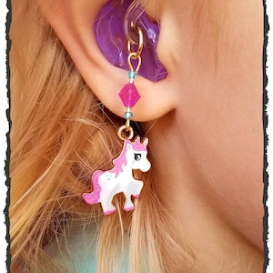 Hearing Aid Charms: Bold and Beautiful Unicorns with Czech Glass Accent Beads!  Show off your hearing aids with pride!