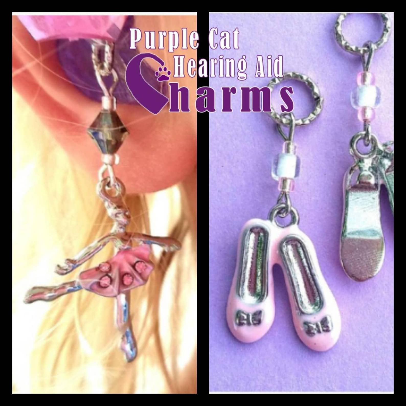 hearing aid charms: charming ballet slippers or beautiful ballerinas with czech glass accent beads!