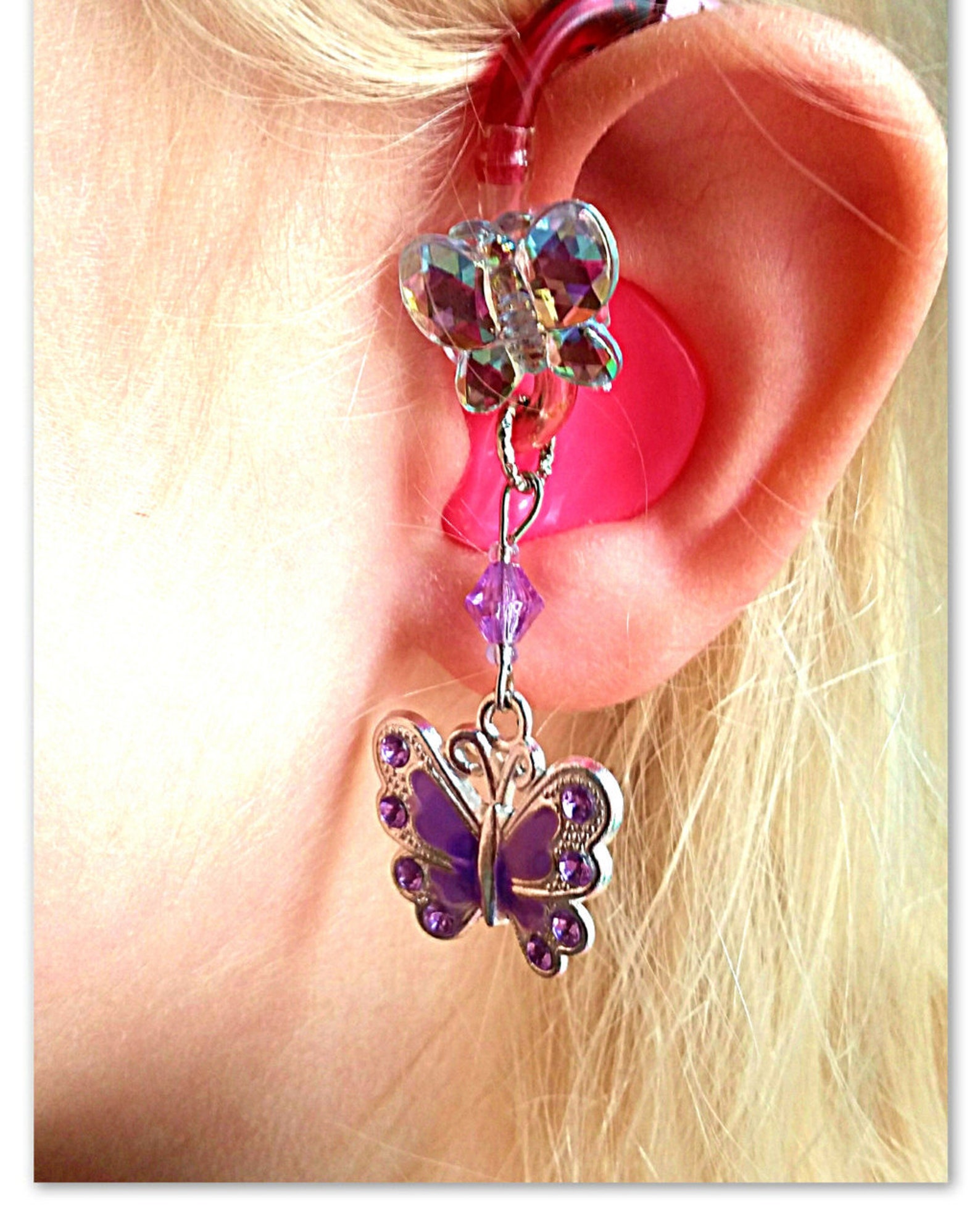 Hearing Aid Charms Stunning Jeweled Butterflies With Glass Etsy