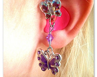 Hearing Aid Charms:  Stunning Jeweled Butterflies with glass accent beads  (also available in matching Mother Daughter Sets)! ***