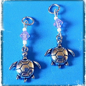 Hearing Aid Charms:  Silver Plated Turtles with glass accent beads!