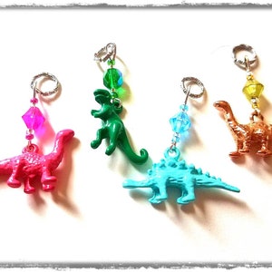 Hearing Aid Charms: 3D Dinosaurs with Czech Glass Accent Beads TRex, Stegosaurus and Brontosaurus. Each set sold separately. image 3