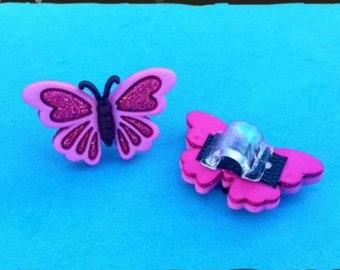 Glittery Butterfly Hearing Aid Tube Trinket: Cochlear Implant Charm