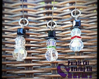 Hearing Aid Charms: Glass Snowmen and Santa! Available in 4 cool styles!