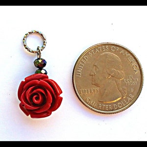 Hearing Aid Charms: Red Roses with glass accent beads!