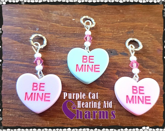 Featured listing image: Candy Heart Hearing Aid Charm: Czech Glass & Crystal Accent