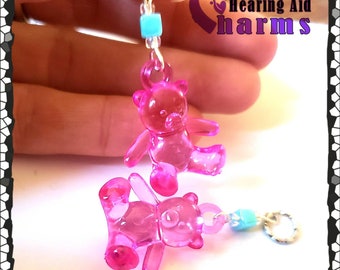 Hearing Aid Charms:  Acrylic Gummy Bears with Glass and Acrylic Accent Beads!  Also available in matching mother daughter sets!