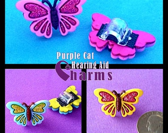 Cochlear Cuties or Hearing Aid Tube Trinkets:  Glittery Butterflies!  3 colors to choose from. Please select quantity 2 for a pair!