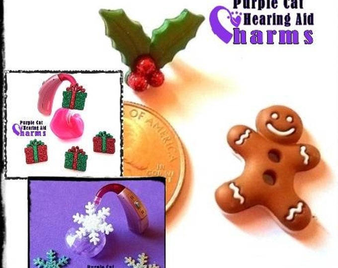 Featured listing image: Christmas Hearing Aid Tube Trinkets: Glittery Holiday Charms